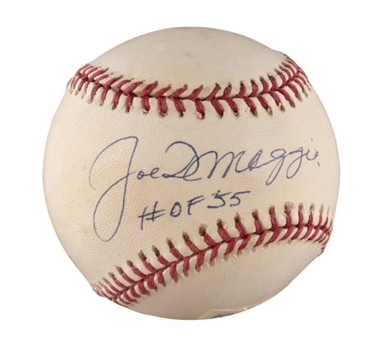 Joe DiMaggio Single-Signed OAL Baseball with "HOF 55" Inscription